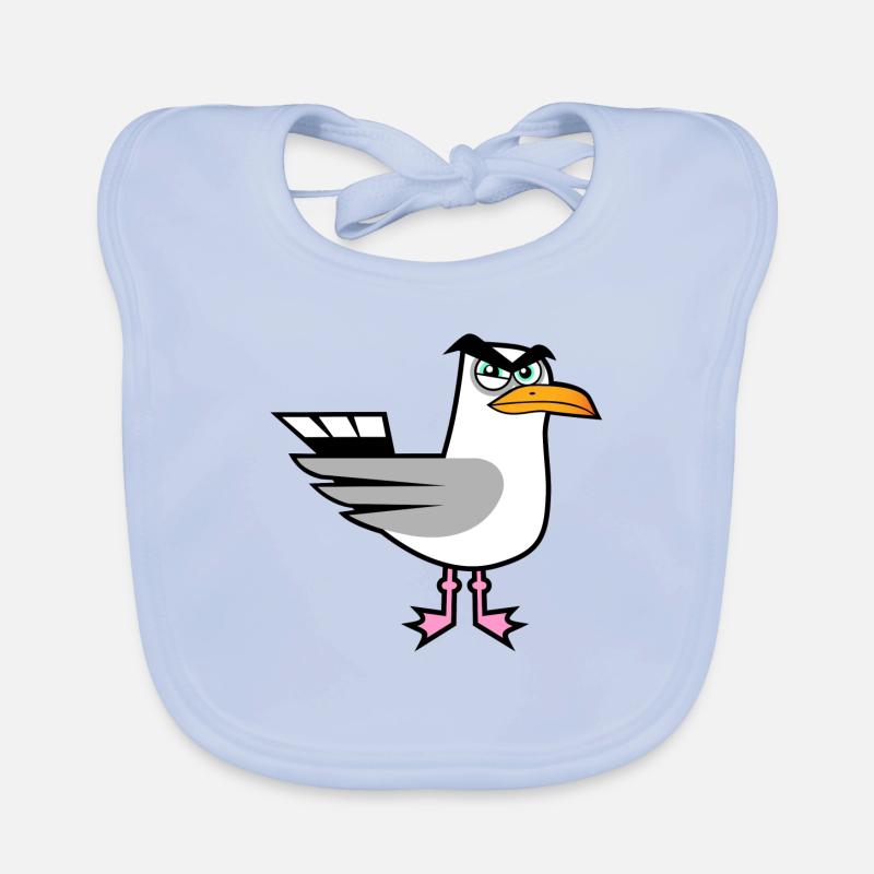 Mouette en colère - Bavoir bio Bébé - bleu ciel
