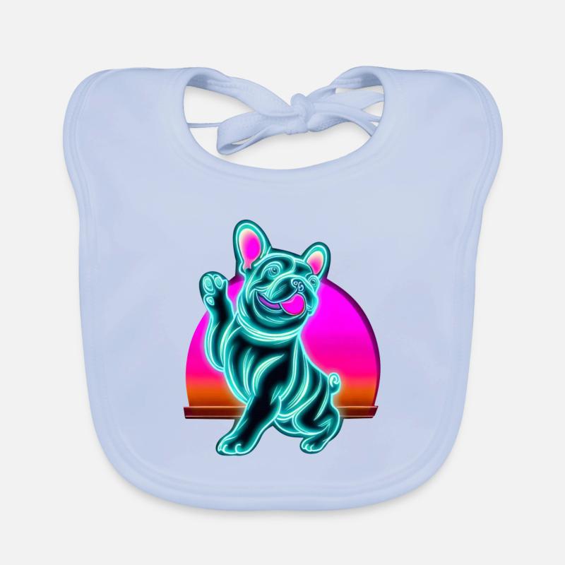 Frenchi Bulldogge Synthwave Sunset Baby Bio-Lätzchen