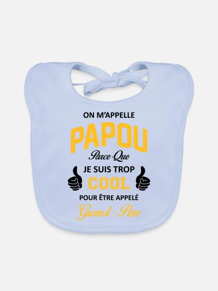 papou2 - Bavoir bio Bébé - bleu ciel