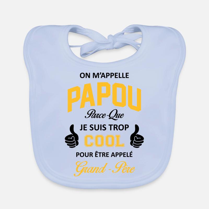 papou2 - Bavoir bio Bébé - bleu ciel