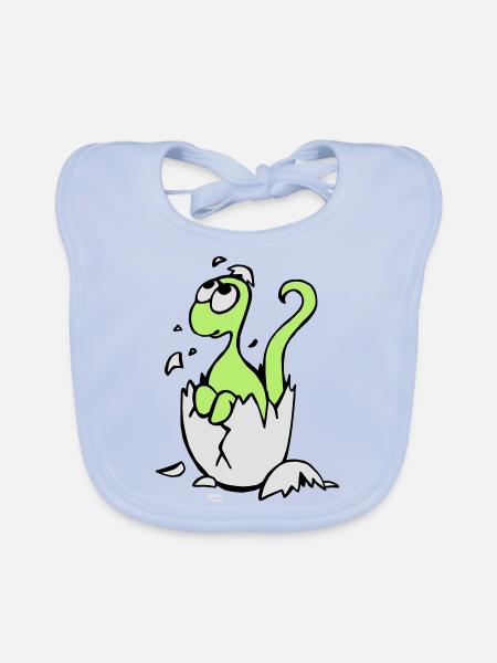 Bébé Dinosaure - Bavoir bio Bébé - bleu ciel - Devant