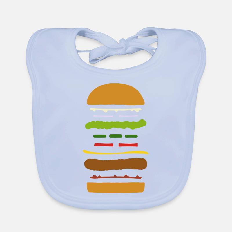 Burger éclaté - Bavoir bio Bébé - bleu ciel