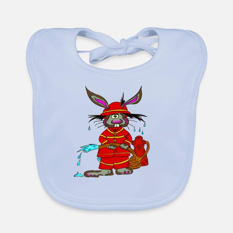 Paul the Rabbit as a firefighter Organic Baby Bibs