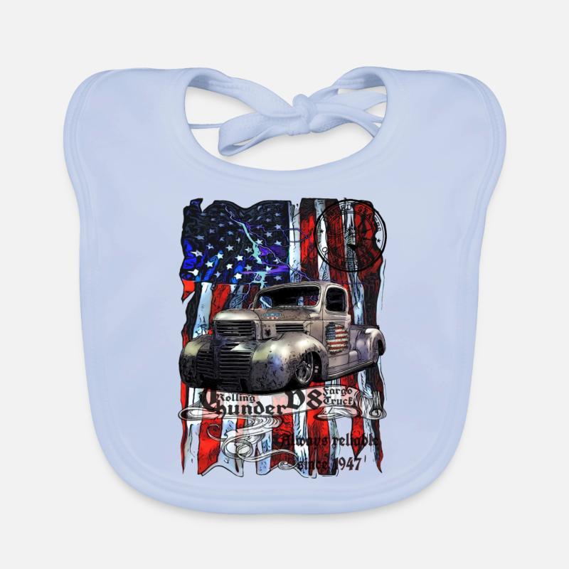 Camionnette Rolling Thunder V8 États-Unis Bavoir bio Bébé