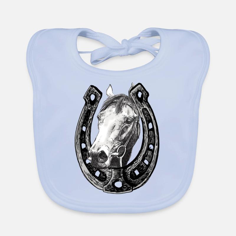 Cheval regarde à travers un fer à cheval Bavoir bio Bébé