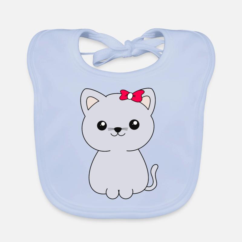 Chat - Bavoir bio Bébé - bleu ciel