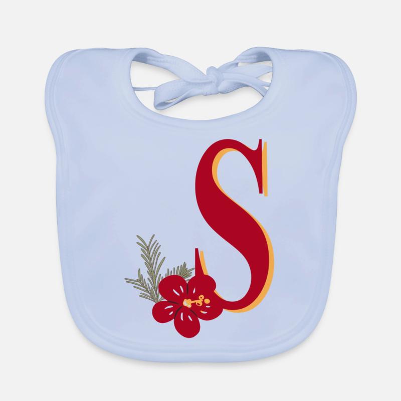 Letter S with flower Organic Baby Bibs