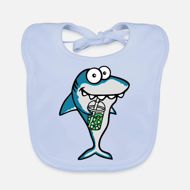 Cool Bubble Boba Tea Drink Funny Comic Shark Bavoir bio Bébé