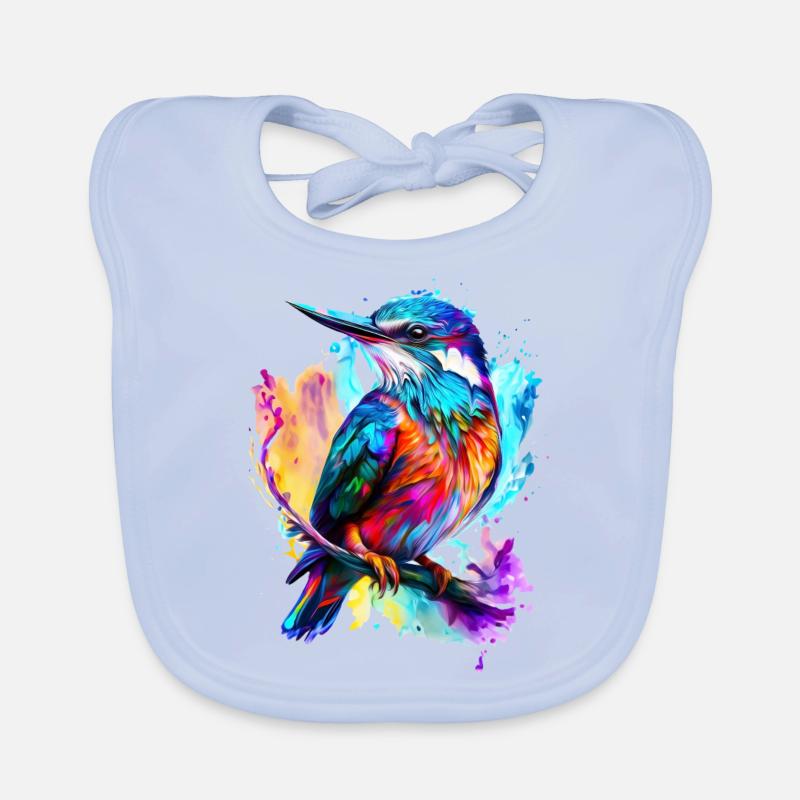 Bemalter Eisvogel - Baby Bio-Lätzchen - sky Blue