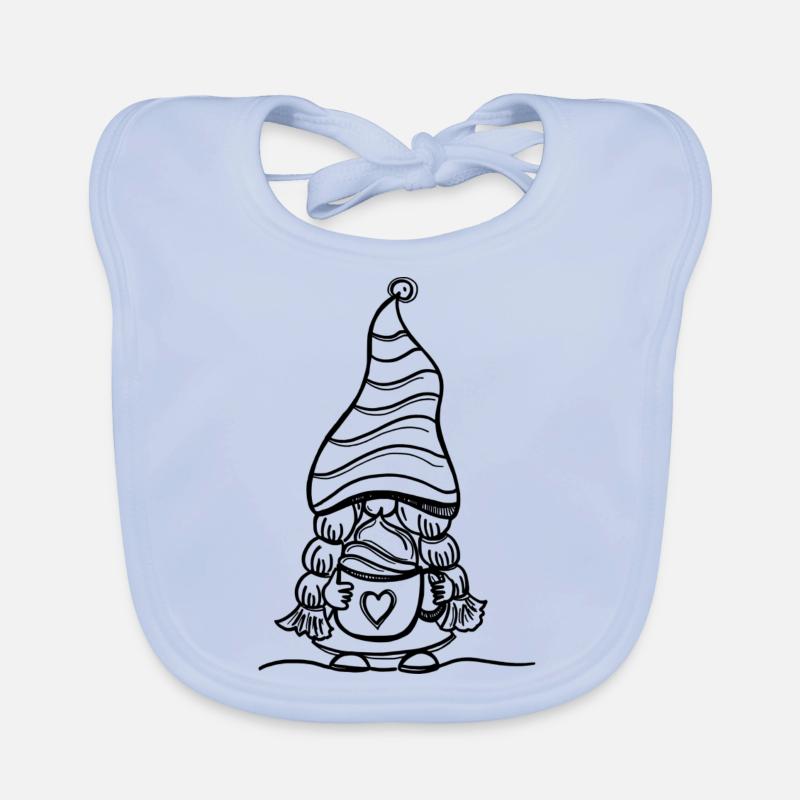 Little dwarf with warm cocoa - Organic Baby Bibs - sky blue