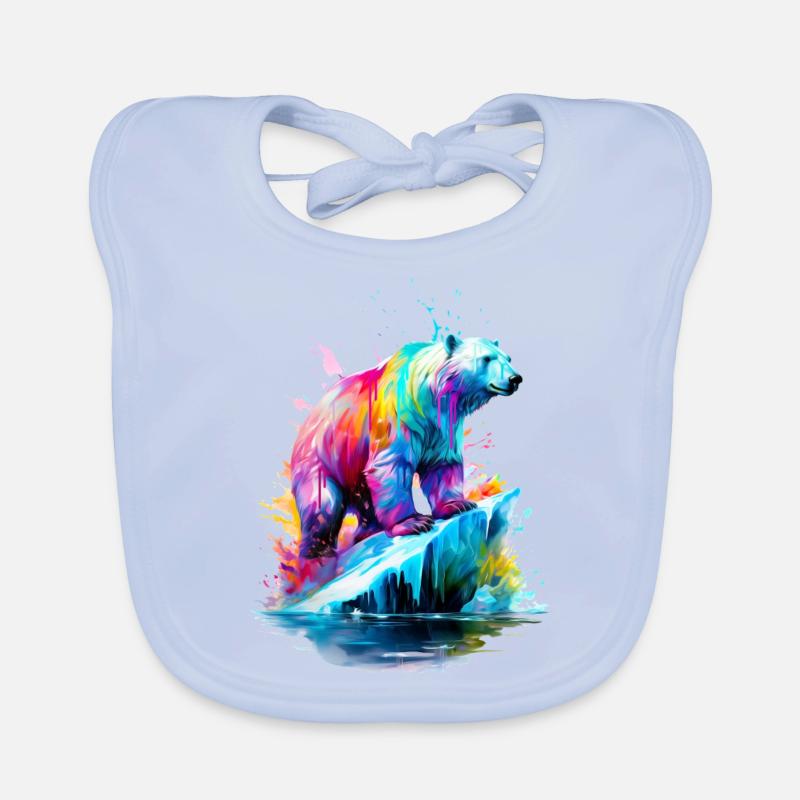 Painted Polar Bear on floating island Organic Baby Bibs