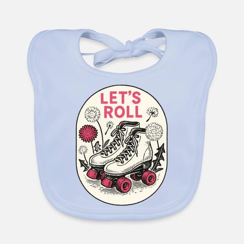 Let's Roll Retro Rollschuhe - Baby Bio-Lätzchen - sky Blue