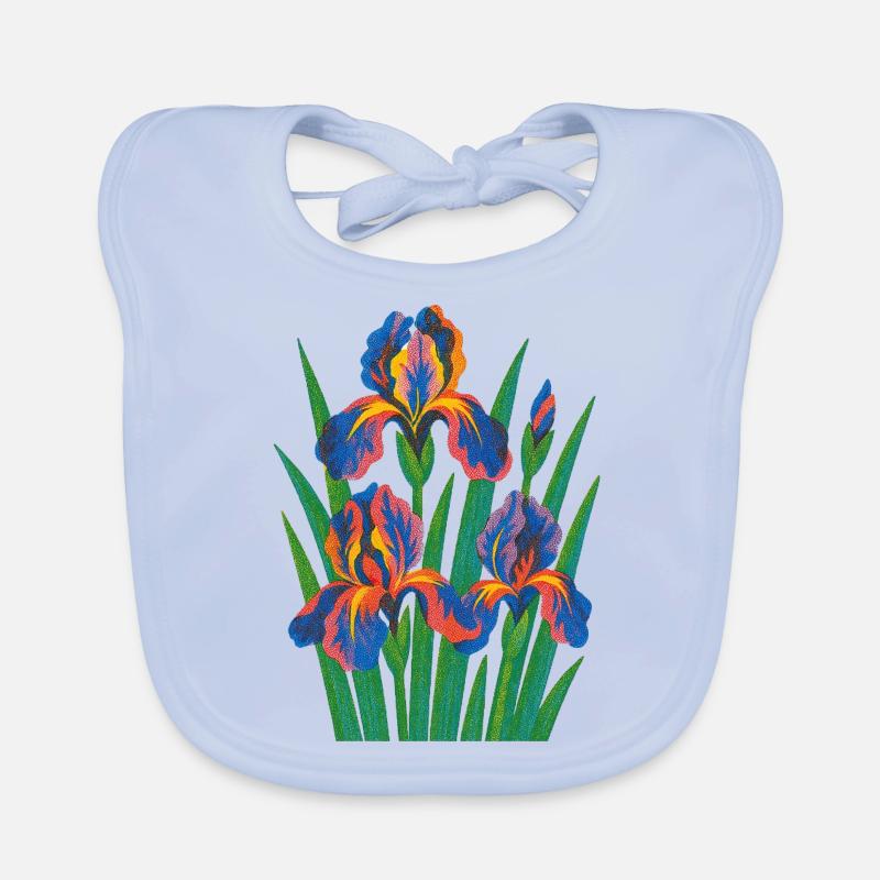 Retro Iris Blumige Blüte Baby Bio-Lätzchen