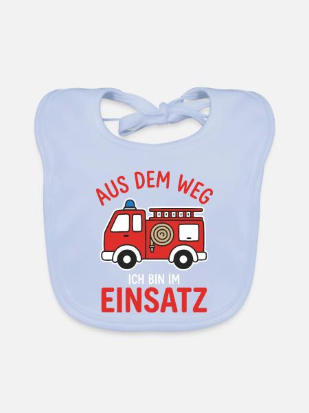Feuerwehr Einsatz Feuerwehrmann Lustiger Spruch - Baby Bio-Lätzchen - sky Blue - Vorne