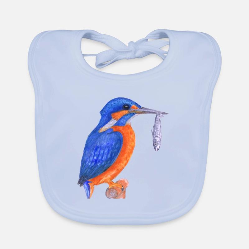 Kingfisher with fish Organic Baby Bibs