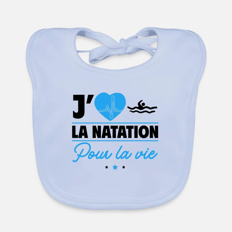J'aime la natation pour la vie,nageur,nageuse Bavoir bio Bébé