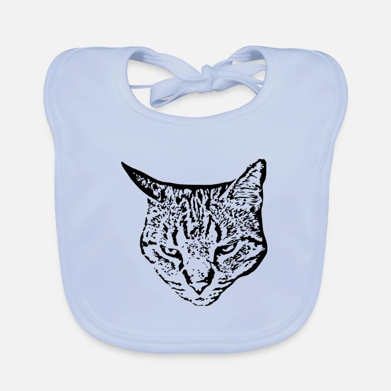 Katze schwarz Katzenkopf - Baby Bio-Lätzchen - sky Blue