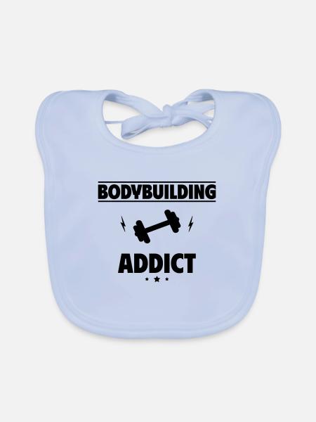 Bodybuilding Addict - Organic Baby Bibs - sky blue - Front