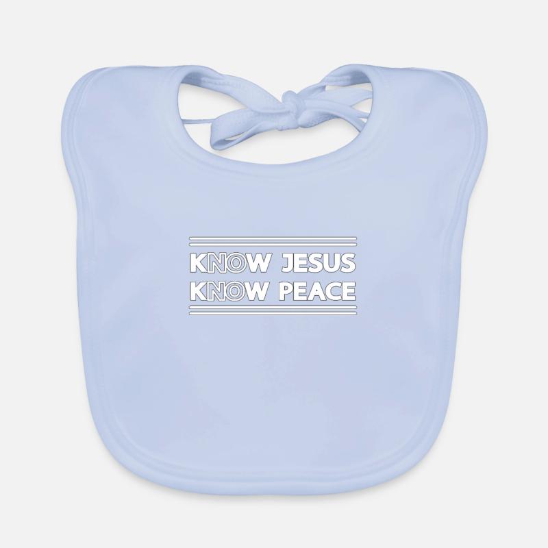 Christian Design Know Jesus, Know Peace Organic Baby Bibs