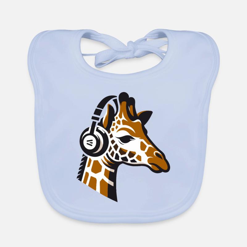 Giraffe mit Kopfhörern Baby Bio-Lätzchen