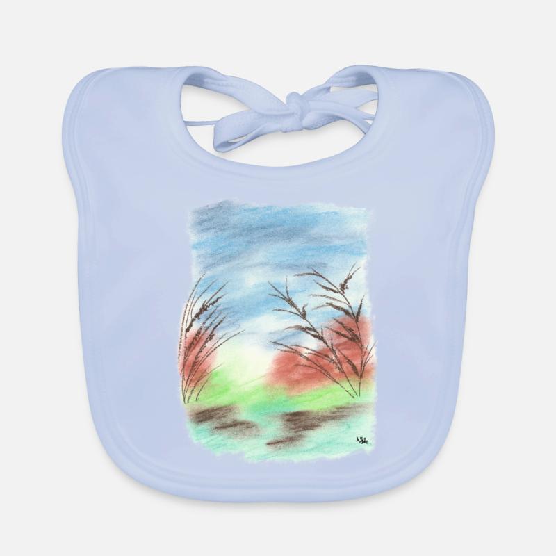 Tons bleu/vert plage/dune (craie pastel) Bavoir bio Bébé