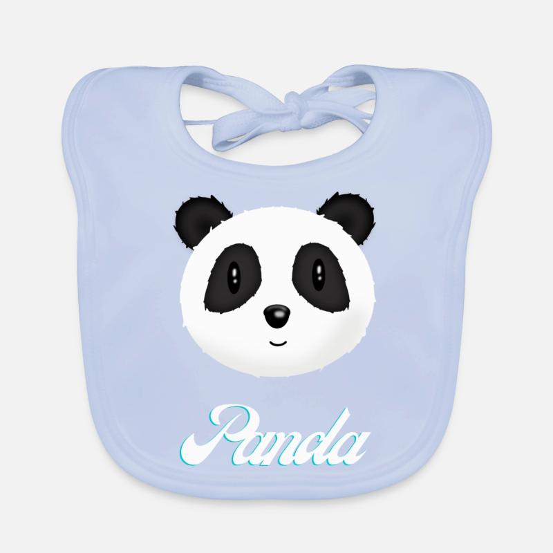 Panda Design Panda Head White Black Panda Bear Organic Baby Bibs