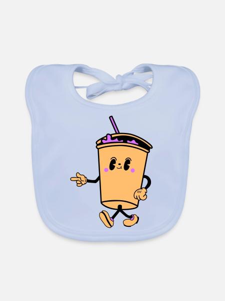 drink cartoon - Baby Bio-Lätzchen - sky Blue - Vorne