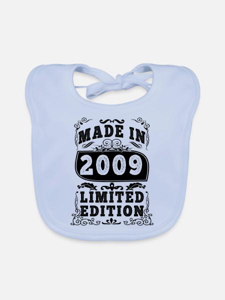 2009 Original 2009 Vintage Vintage Retro anniversa - Organic Baby Bibs - sky blue - Front
