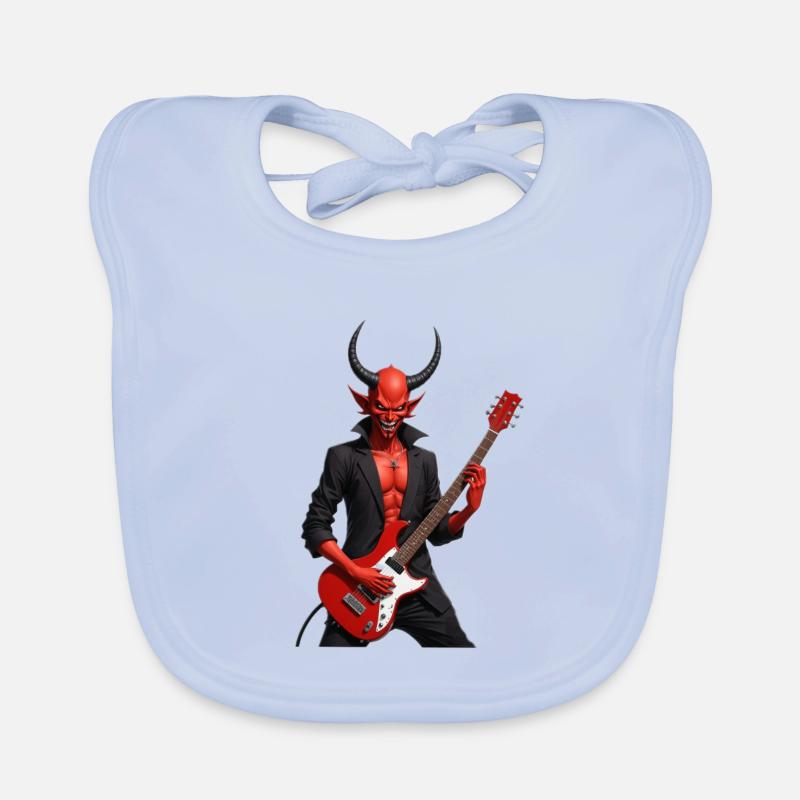 Devil with red electric guitar Organic Baby Bibs