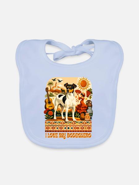 Andalucia Folk Style  - Baby Bio-Lätzchen - sky Blue - Vorne