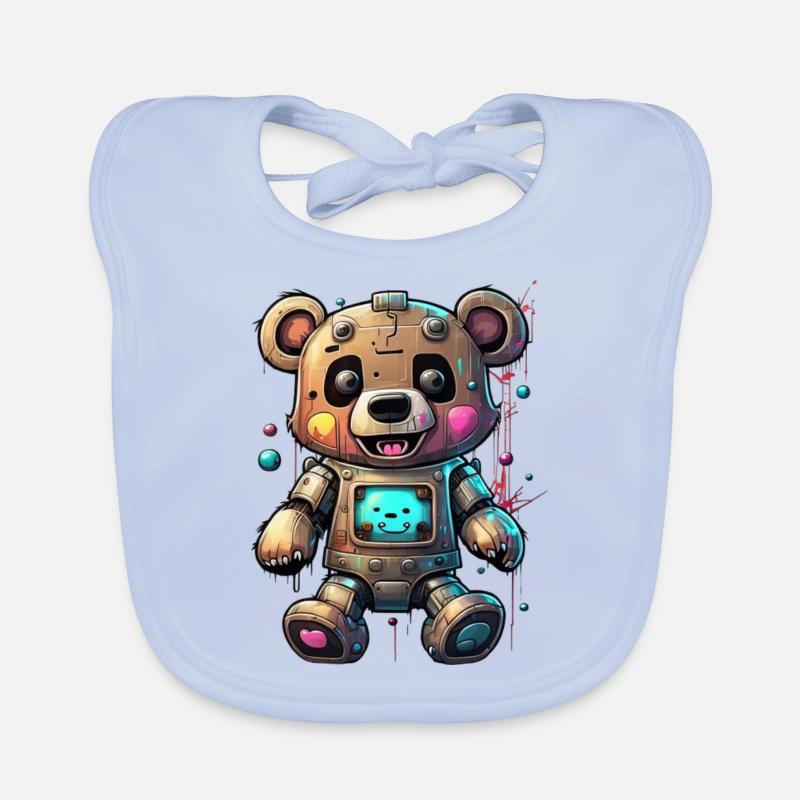 Robot Bear Organic Baby Bibs