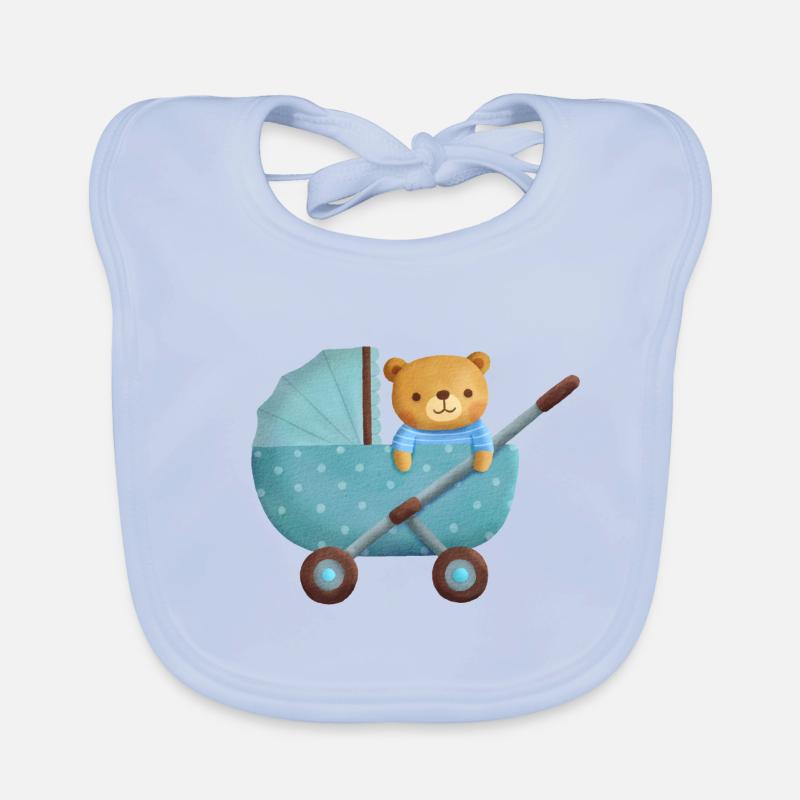 Ours en peluche mignon dans poussette Bavoir bio Bébé