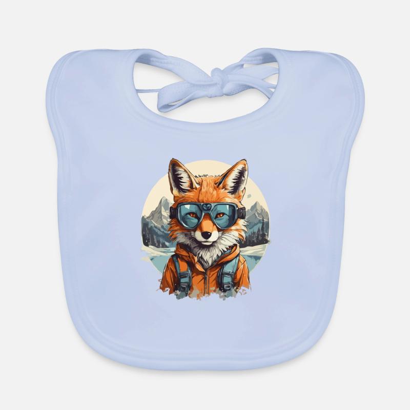 Fox Cool Cartoon in den Bergen Baby Bio-Lätzchen