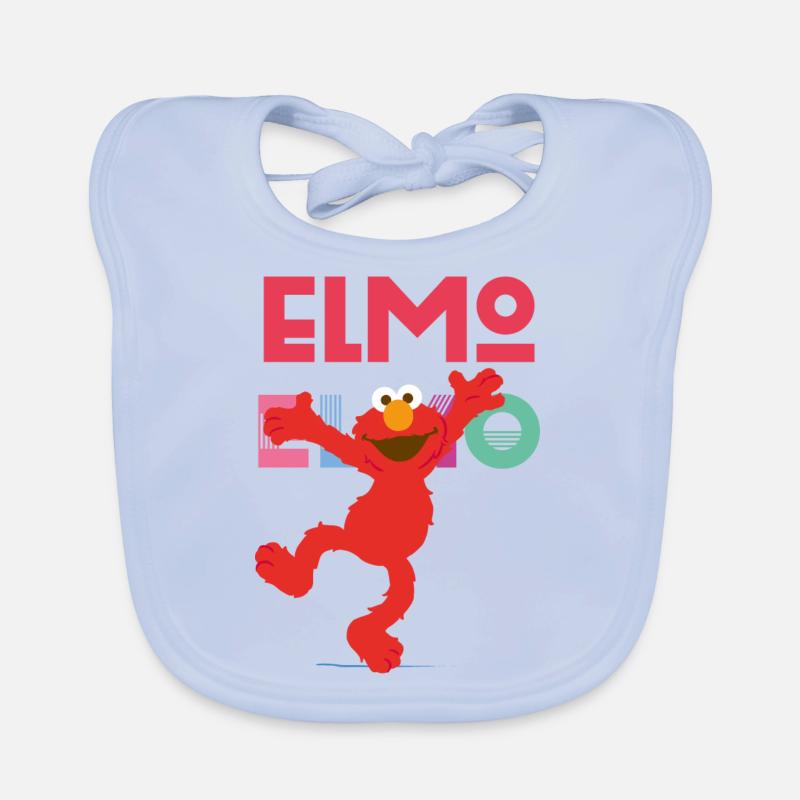 Sesamstraße Elmo Springt - Baby Bio-Lätzchen - sky Blue