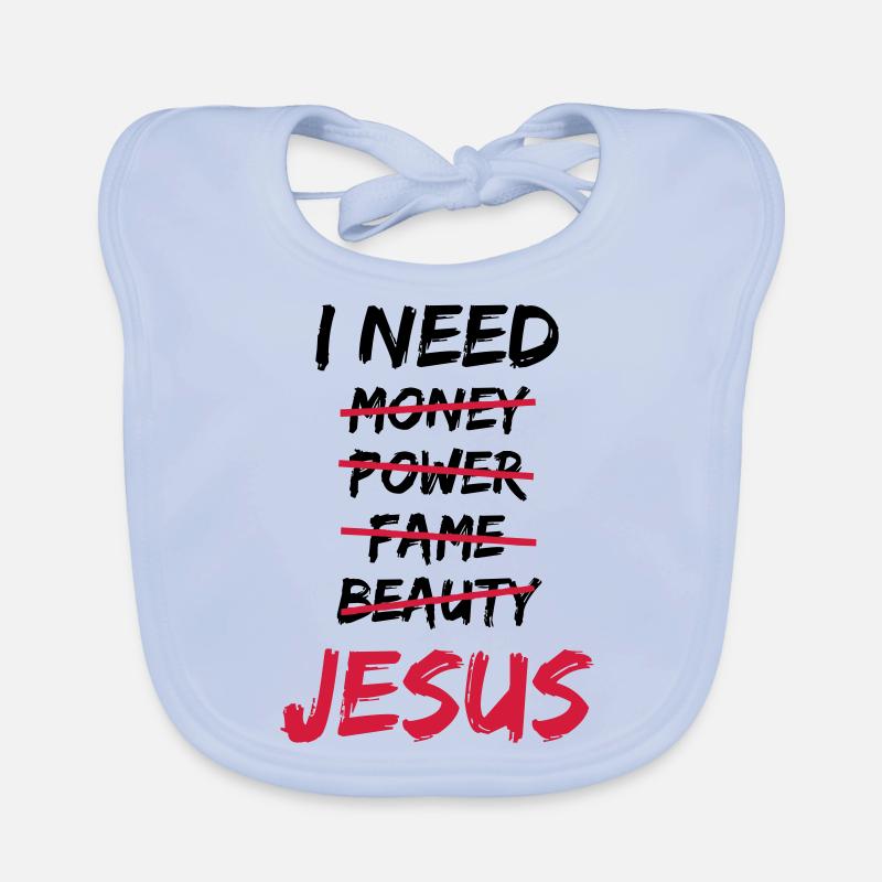 I need Jesus - Organic Baby Bibs - sky blue