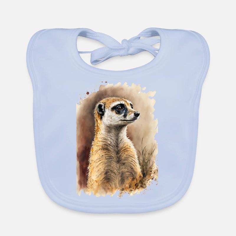 Süßes Erdmännchen Wasserfarben - Baby Bio-Lätzchen - sky Blue