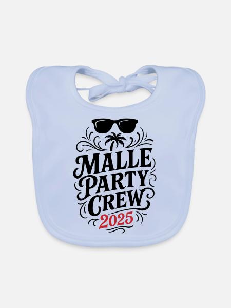 Malle Party Crew 2025 - Baby Bio-Lätzchen - sky Blue - Vorne