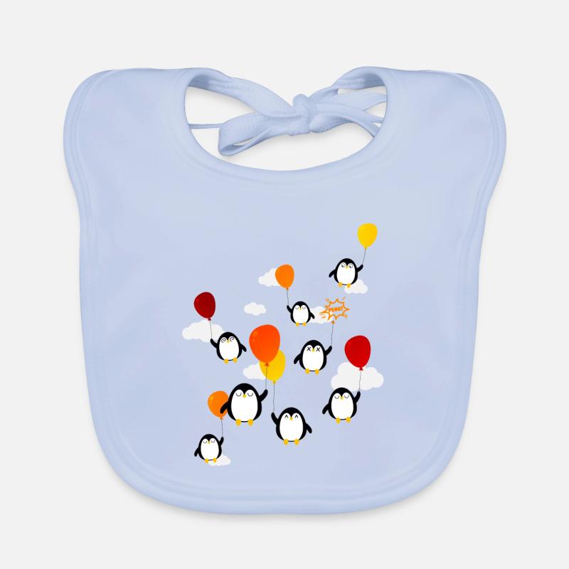 Pinguine (Luftballons) - Baby Bio-Lätzchen - sky Blue