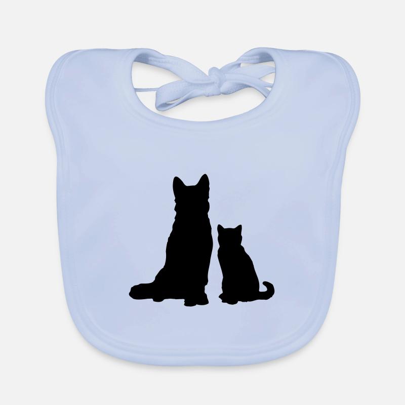 Chien avec chat / chien avec chat / chien avec chat - Bavoir bio Bébé - bleu ciel