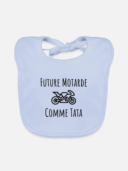 future motarde comme tata cadeau bebe naissance - Bavoir bio Bébé - bleu ciel - Devant