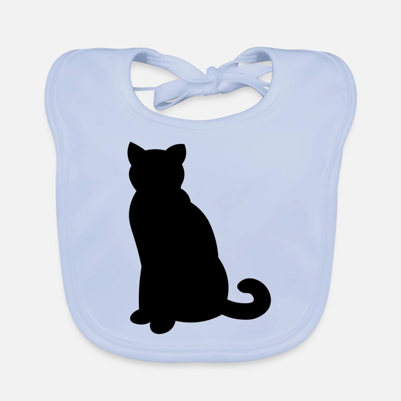 Chat noir simple - chat noir simple - Bavoir bio Bébé - bleu ciel