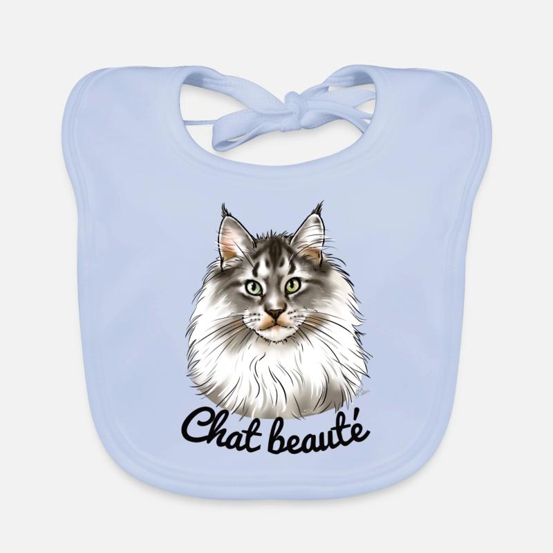 Chat beauté main coon (texte noir) Bavoir bio Bébé