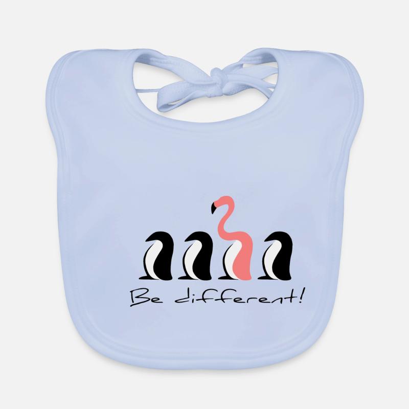 Flaminguin Flamingo unter Pinguin Sei anders Baby Bio-Lätzchen