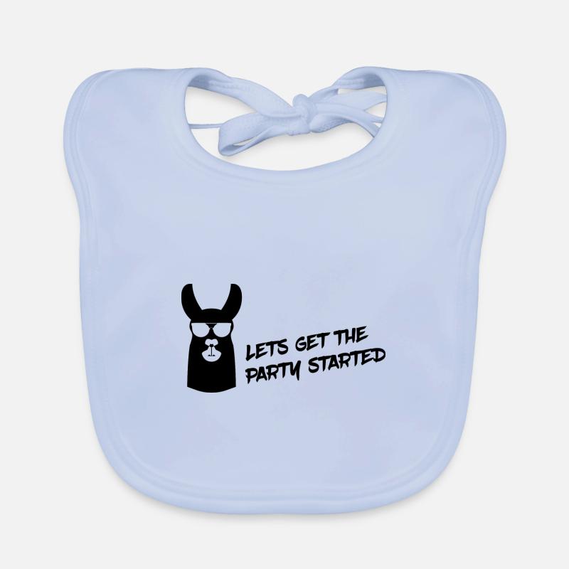 Lama - Lets Get The Party Started - Bavoir bio Bébé - bleu ciel