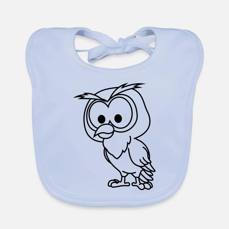 Hibou Comic Animal - Bavoir bio Bébé - bleu ciel
