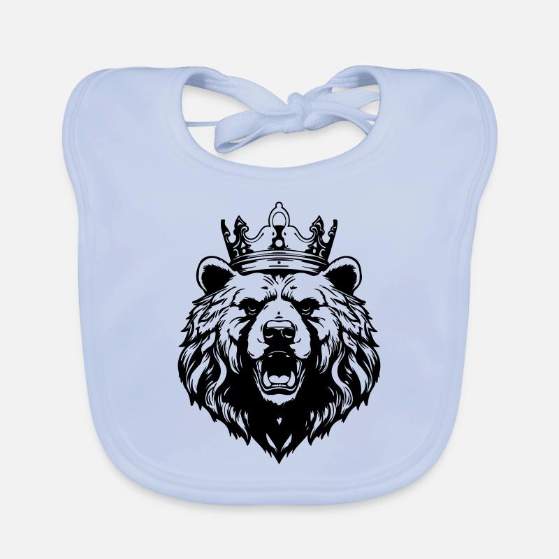 Bear Grizzly Crown King Organic Baby Bibs