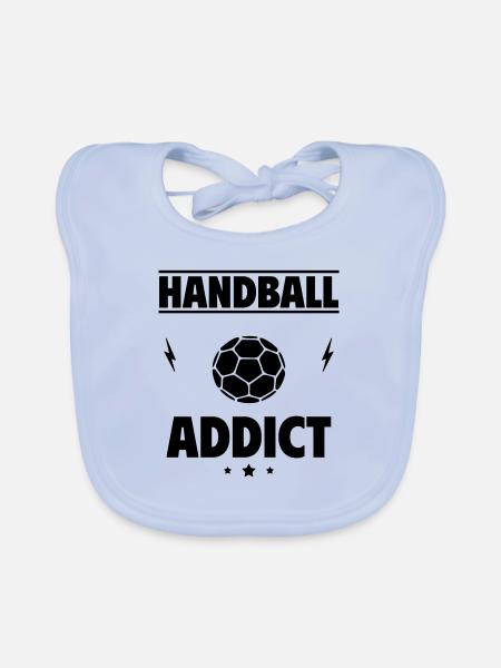 Handball süchtig - Baby Bio-Lätzchen - sky Blue - Vorne