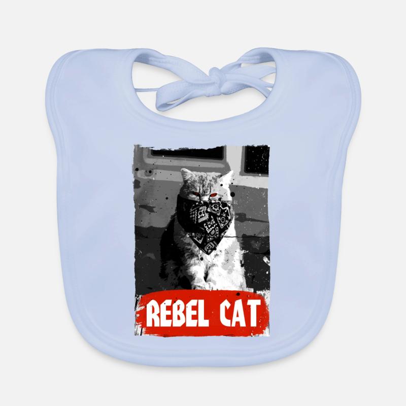 Rebel Cat - Grumpy Cat - Katze - Baby Bio-Lätzchen - sky Blue