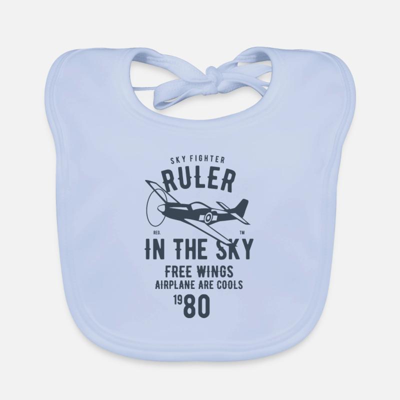 Règle dans le ciel - Bavoir bio Bébé - bleu ciel
