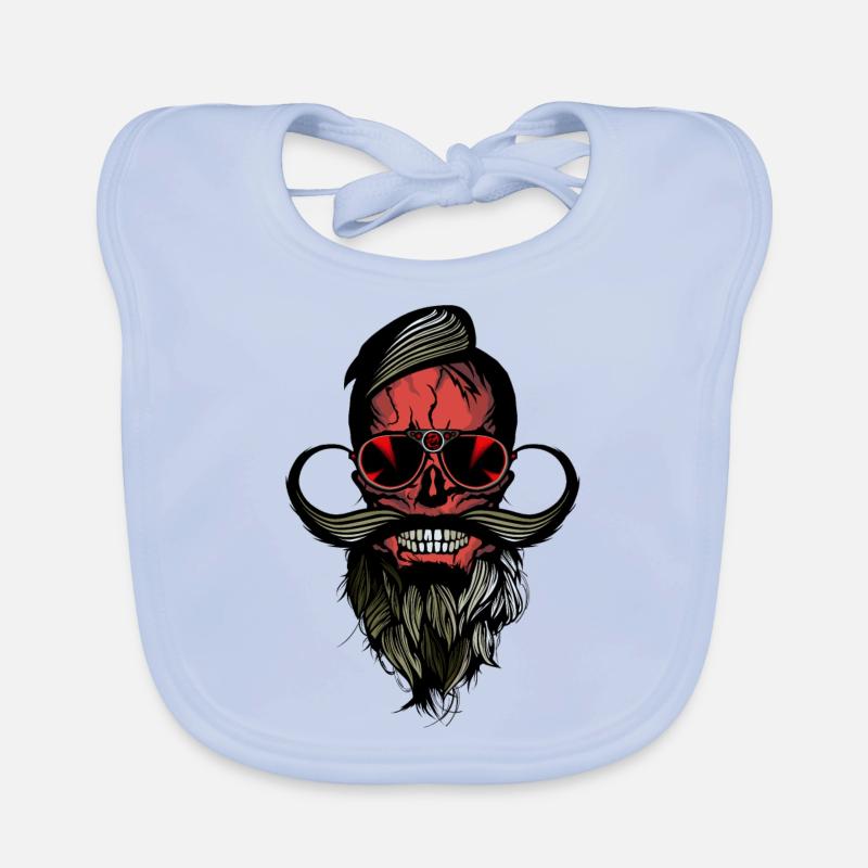 bearded bearded hipster skull pirate crane Organic Baby Bibs